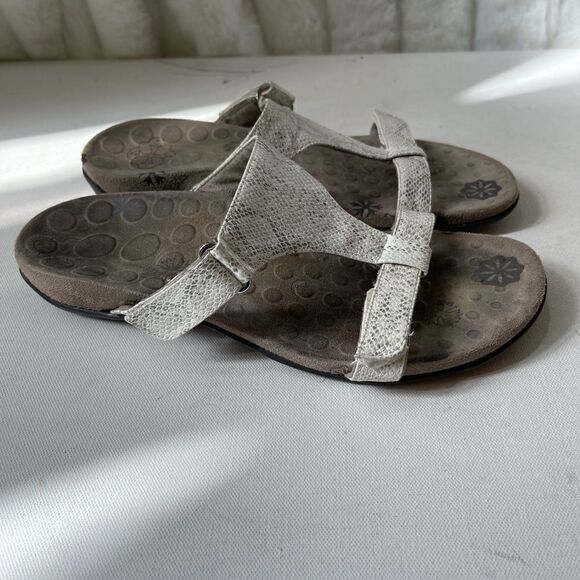 Orthaheel Vionic Molly Bone white & gray snake skin print slide sandals SZ 9.5 - Picture 3 of 9